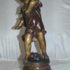 Boy standing Bronze Statue on Marble base -  Size: 10"L x 12"W x 26"H.