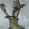 Three Dolphins Table Base Bronze Statue -  Size: 20"L x 20"W x 21"H.