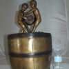 Two boys on a bucket self-contained fountain bronze statue -  16" x 16" x 29"H.