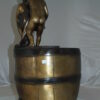 Two boys on a bucket self-contained fountain bronze statue -  16" x 16" x 29"H.