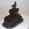 Hunting man on horse Bronze Statue -  Size: 16"L x 8"W x 14"H.