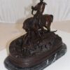 Hunting man on horse Bronze Statue -  Size: 16"L x 8"W x 14"H.