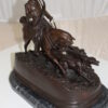 Hunting man on horse Bronze Statue -  Size: 16"L x 8"W x 14"H.