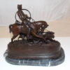 Hunting man on horse Bronze Statue -  Size: 16"L x 8"W x 14"H.