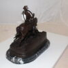 Hunting man on horse Bronze Statue -  Size: 16"L x 8"W x 14"H.