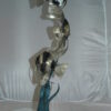 Three Zebra Angelfish Bronze Statue -  Size: 10"L x 10"W x 33"H.