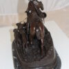 Hunting man on horse Bronze Statue -  Size: 16"L x 8"W x 14"H.