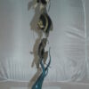 Three Zebra Angelfish Bronze Statue -  Size: 10"L x 10"W x 33"H.