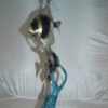 Three Zebra Angelfish Bronze Statue -  Size: 10"L x 10"W x 33"H.