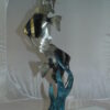 Three Zebra Angelfish Bronze Statue -  Size: 10"L x 10"W x 33"H.