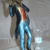 Boy Playing the Flute Bronze Statue -  Size: 5"L x 10"W x 19"H.