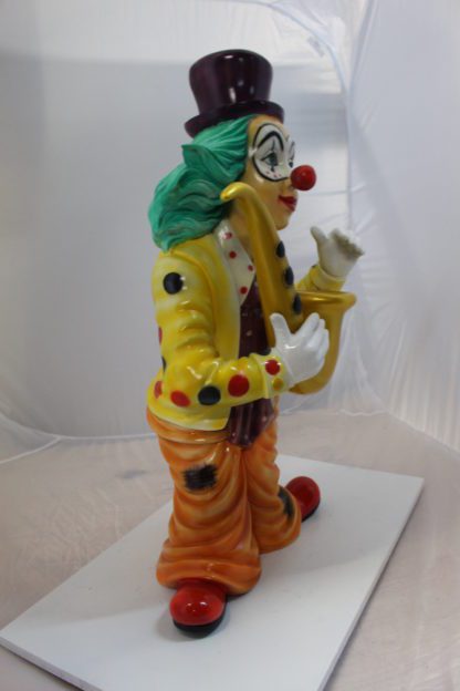 Clown Standing with Saxophone Bronze Statue -  Size: 20"L x 15"W x 36"H.