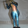 Boy Playing the Flute Bronze Statue -  Size: 5"L x 10"W x 19"H.