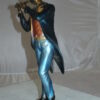 Boy Playing the Flute Bronze Statue -  Size: 5"L x 10"W x 19"H.