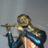 Boy Playing the Flute Bronze Statue -  Size: 5"L x 10"W x 19"H.