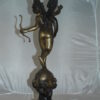 Angel on Earth Bronze Statue -  Size: 10"L x 13"W x 32"H.