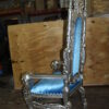 Silver Blue Lion Chair -  Size: 70"L x 36"W x 26"H.