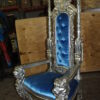 Silver Blue Lion Chair -  Size: 70"L x 36"W x 26"H.