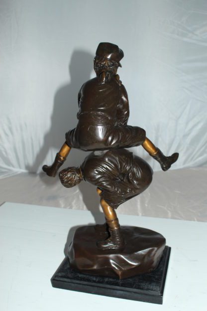 Leapfrog Bronze Statue -  Size: 12"L x 7"W x 19"H.