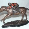 Jockey with Horse -large Bronze Statue -  Size: 21"L x 8"W x 14"H.