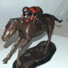 Jockey with Horse -large Bronze Statue -  Size: 21"L x 8"W x 14"H.