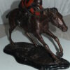 Jockey with Horse -large Bronze Statue -  Size: 21"L x 8"W x 14"H.