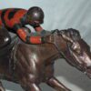 Jockey with Horse -large Bronze Statue -  Size: 21"L x 8"W x 14"H.