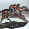 Jockey with Horse -large Bronze Statue -  Size: 21"L x 8"W x 14"H.