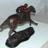 Jockey with Horse -large Bronze Statue -  Size: 21"L x 8"W x 14"H.