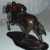 Jockey with Horse -large Bronze Statue -  Size: 21"L x 8"W x 14"H.