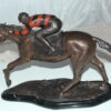 Jockey with Horse -large Bronze Statue -  Size: 21"L x 8"W x 14"H.