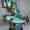 Two largemouth bass fish Bronze Statue -  Size: 17"L x 10"W x 24"H.