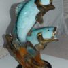 Two largemouth bass fish Bronze Statue -  Size: 17"L x 10"W x 24"H.