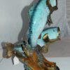 Two largemouth bass fish Bronze Statue -  Size: 17"L x 10"W x 24"H.