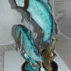 Two largemouth bass fish Bronze Statue -  Size: 17"L x 10"W x 24"H.