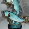 Two largemouth bass fish Bronze Statue -  Size: 17"L x 10"W x 24"H.