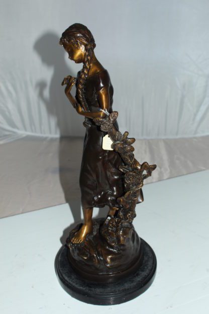 Standing girl Bronze Statue -  Size: 8"L x 8"W x 18.5"H.