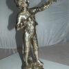 Boy with a Sling Bronze Statue -  Size: 10"L x 6.5"W x 21.5"H.