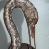 Crane head down fountain Bronze Statue -  Size: 10"L x 9"W x 44"H.