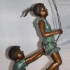 Children-on-swing-Bronze-Statue -  Size: 20"L x 9"W x 39"H.