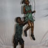 Children-on-swing-Bronze-Statue -  Size: 20"L x 9"W x 39"H.