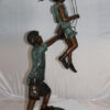 Children-on-swing-Bronze-Statue -  Size: 20"L x 9"W x 39"H.