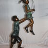 Children-on-swing-Bronze-Statue -  Size: 20"L x 9"W x 39"H.