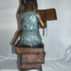 Girl sitting on a stack of books reading a book Bronze Statue -  17"x 18"x 36"H