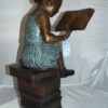 Girl sitting on a stack of books reading a book Bronze Statue -  17"x 18"x 36"H