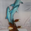 Three Dolphins W turtles and fish Bronze Statue -  Size: 16"L x 16"W x 40"H.