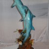 Three Dolphins W turtles and fish Bronze Statue -  Size: 16"L x 16"W x 40"H.