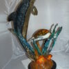 Dolphin with large turtle Bronze Statue -  Size: 30"L x 30"W x 44"H.