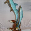 Three Dolphins W turtles and fish Bronze Statue -  Size: 16"L x 16"W x 40"H.