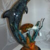 Dolphin with large turtle Bronze Statue -  Size: 30"L x 30"W x 44"H.